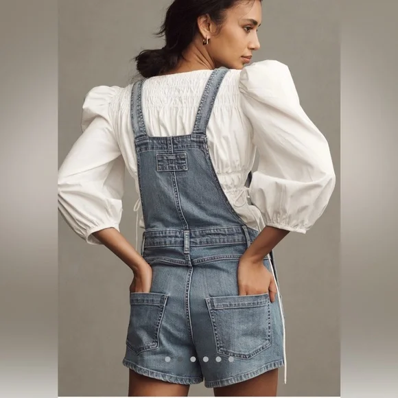 NWT Anthropologie Pilcro Denim Micro Overalls Size 12 - Picture 2 of 7